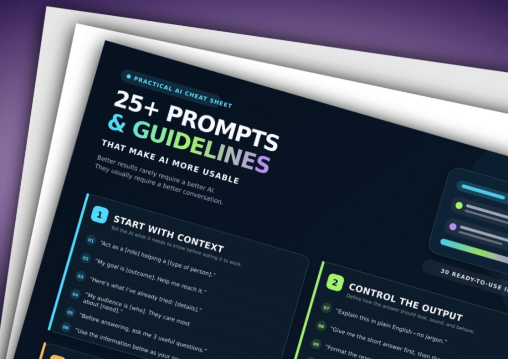 Practical Ai Cheat Sheet — 25+ prompts and guidelines preview